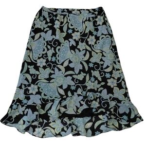 Floral Hi-Low Black and Green Women's Skirt